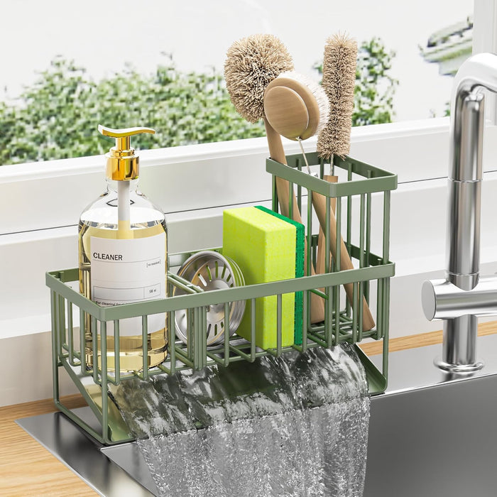 Sink Caddy, Sponge Holder for Kitchen Sink, Kitchen Sink Organzier with High Brush Holder, Rustproof Stainless Kitchen Gadgets Sink Accessories, Organizadores De Cocina, Patent 1038566S