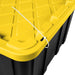 6 Pack 27 Gallon Heavy Duty Storage Bins with Snap Lids, Durable Plastic Storage Totes with Stackable Black Containers & Yellow Latching Covers for Home Garage Moving Organization