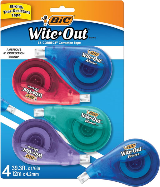 Wite-Out Brand EZ Correct Correction Tape, 39.3 feet, 4-Count Pack of White Fast, Clean and Easy to Use Tear-Resistant T