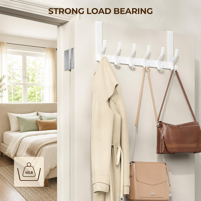 Over The Door Hooks, Door Hanger Hooks for Hanging, Over The Doors Towel Racks for Bathroom, Coat Rack Dorm Essentials (1Pack, White, Fit 1-3/4" Doors)
