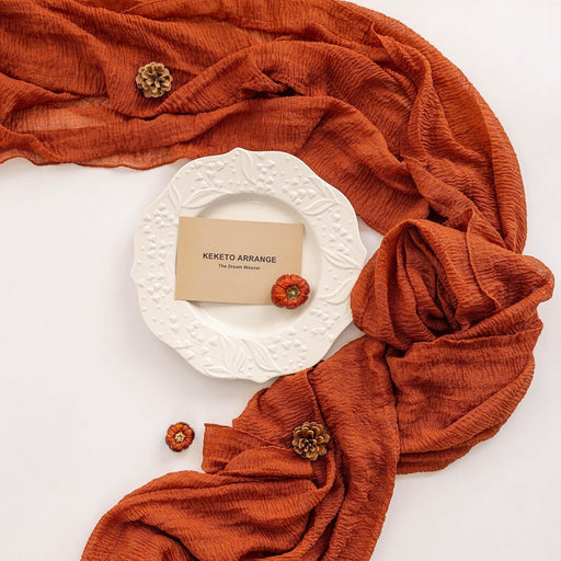 Fall Thanksgiving Decorations Terracotta Cheesecloth Table Runner 120 Inch