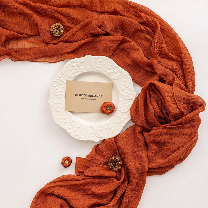 Fall Thanksgiving Decorations Terracotta Cheesecloth Table Runner 120 Inch