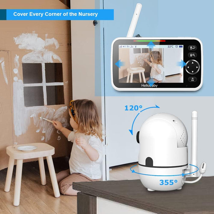 No WiFi Baby Monitor Camera and Audio HB6550, 5" Video Screen