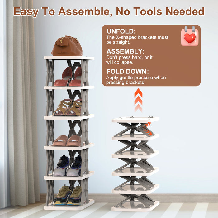 Six-Tier Foldable Shoe Rack