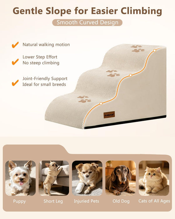 Dog Stairs for Small Dogs,3 Step Dog Ramp for Couch,Non-Slip Steps