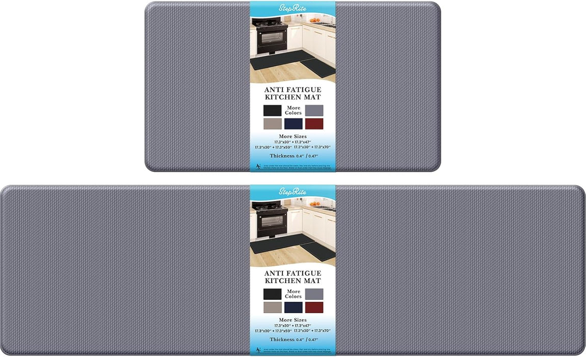 Kitchen Mats, 2PCS Kitchen Rugs, Cushioned anti Fatigue Kitchen Mats for Floor, Non-Slip Standing Desk Mat, Waterproof Kitchen Rug Set for Kitchen, Floor, Office,17.3"×30"+17.3"×47",Black
