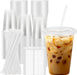100 Pack 16 oz Clear Plastic Cups with Lids and Straws