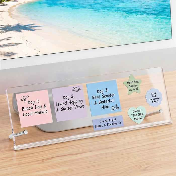 Monitor Memo Board Holder 14"x5", Office Organization Memo Holders for Computer Sticky Note Holder, Space-Saving Under M