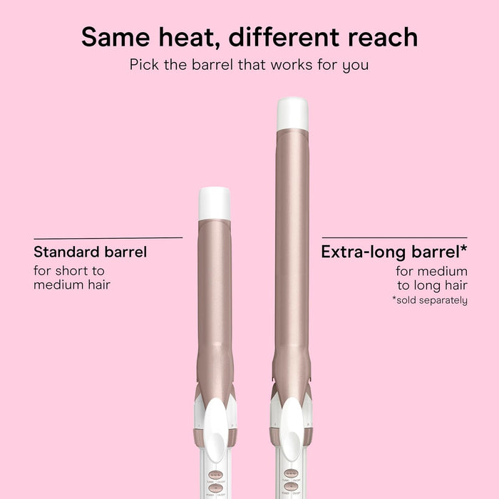 Curling Iron, Double Ceramic, 1" Barrel, White/Rose Gold