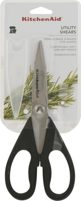 KitchenAid All Purpose Kitchen Shears with Protective Sheath Durable Stainless Steel Scissors, Dishwasher Safe, Soft Gri