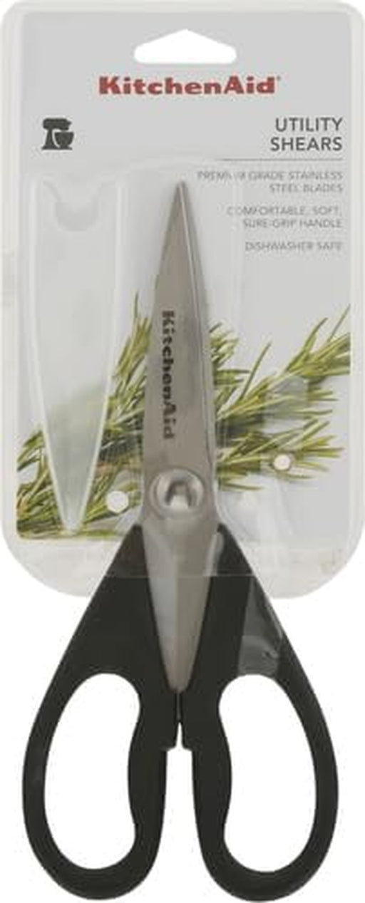 KitchenAid All Purpose Kitchen Shears with Protective Sheath Durable Stainless Steel Scissors, Dishwasher Safe, Soft Gri