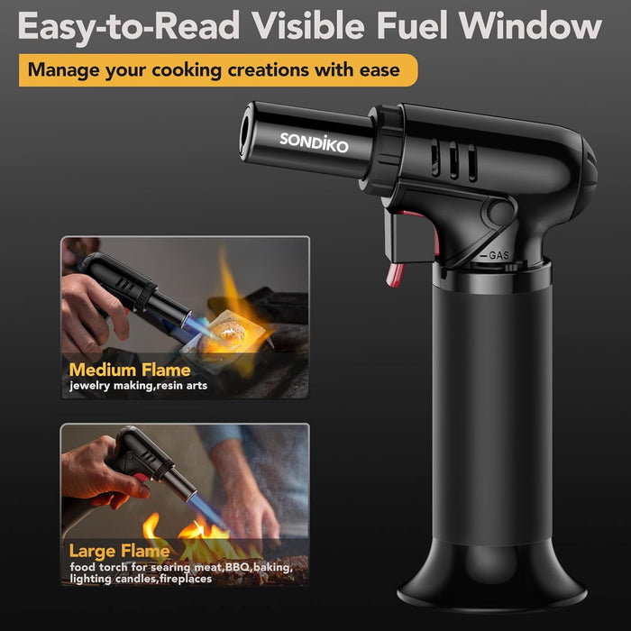 Butane Torch, Refillable Soldering Torch with Visible Fuel Window