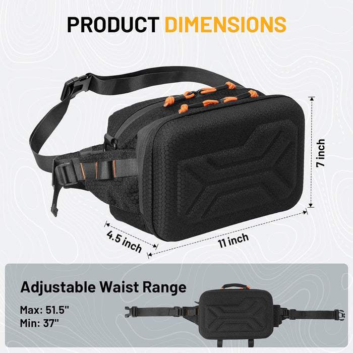 AUMENТAR Fishing Waist Bag, Lure Fishing Fanny Pack, Hard Shell Tackle Bag