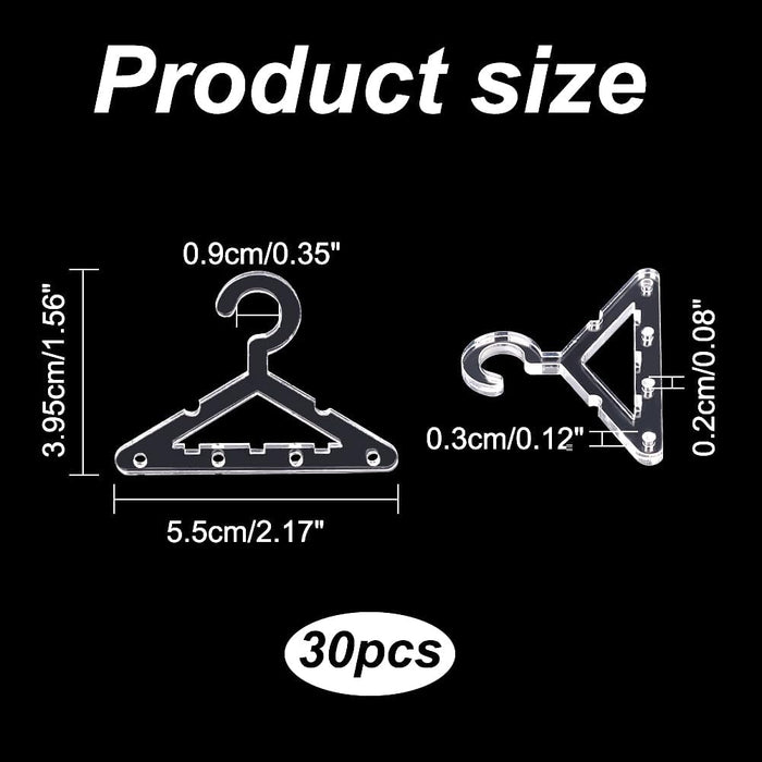 30pcs Clothes Hanger Clear Earring Holder Mini Hanger Rack Jewelry Display Dangle Earring Hanging Organizer Acrylic Ear Studs Display Rack for Retail Show Personal Exhibition(Only Hanger)