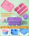 4 Pcs Bento Box Set, Reusable 3 Compartments Snack Boxes with 2 Leakproof Small Containers, Stackable Meal Prep Lunch Co