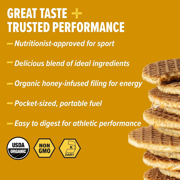 Organic Honey Waffle, Energy Stroopwafel for Exercise, Endurance and Performance, Sports Nutrition for Home & Gym, Pre a