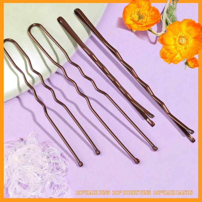 300Pcs Bobby Pins Hair Pins, Hair Pin for Women Bobby Pins Brown