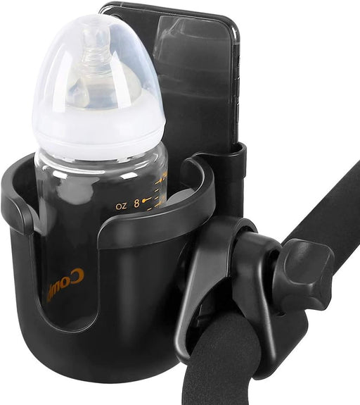 Stroller Cup Holder with Phone Holder, Bike Cup Holder, Universal Cup Holder for Uppababy Nuna Strollers, 2-in-1 Drinks 