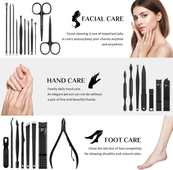 Nail Clippers Set Manicure Pedicure Kit, 26-Piece Stainless Steel