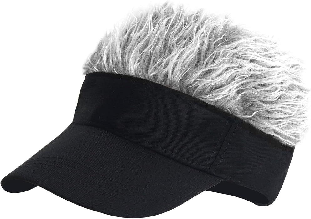 Mens Visor Hat Spiked Wig Novelty Baseball Golf Cap with Fake Hair