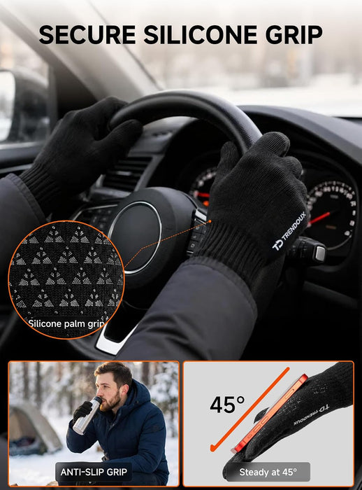 Winter Gloves for Men Women - Upgraded Touch Screen Cold Weather Thermal Warm Knit Glove for Running Driving Hiking