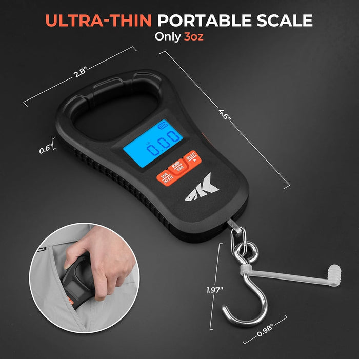 ToughTide USB Charging Fishing Scale, Fishing Gear, Black