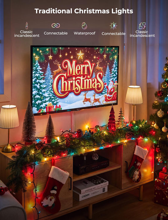 Multi-Colored Christmas Lights, 20FT 100Ct Incandescent Mini String Lights