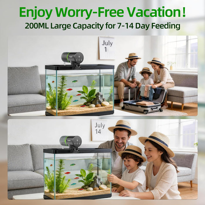 Automatic Fish Feeder for Aquarium: One-Touch Easy Setup & 3 Timers