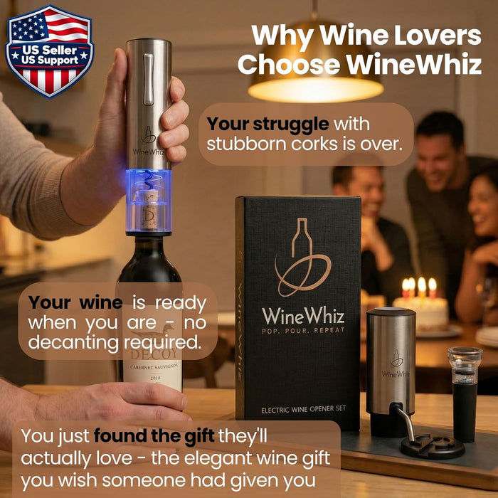 Electric Wine Aerator & Opener Set with Accessories, Rechargeable Automatic Corkscrew, Aerator, Dispenser, Foil Cutter T