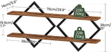 Floating Shelves, Set of 2 Wall Shelves, 2-Tier Hanging Shelves, Wall Shelf Set of 2, Wall Mounted Shelves, for Living R