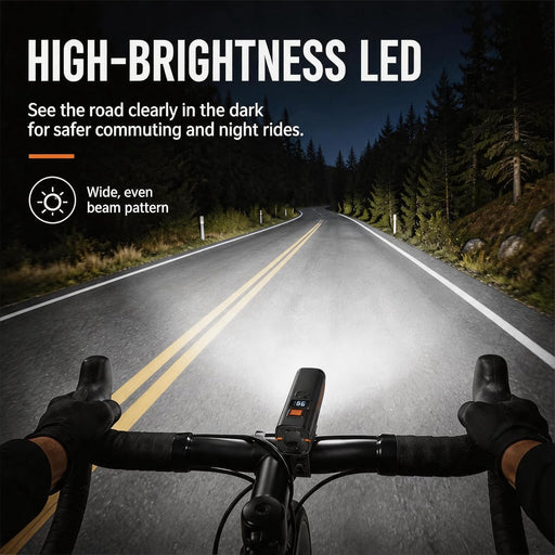 High Lumens Super Bright Bike Lights for Night Riding,Precision Battery Display&Smart Auto Light Sensor,5Modes,USB Recha