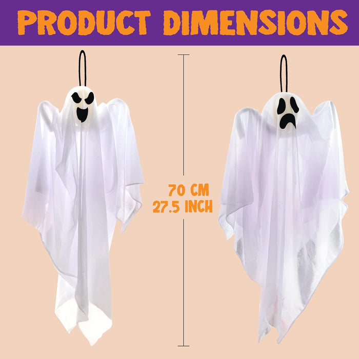 3 PCS Halloween Party Decorations 27.5" Hanging Ghosts, Cute Flying Ghosts for Front Yard Patio Lawn Garden Party Décor 