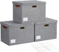17" Large Fabric Storage Box with Lids, 3-Pack, Gray