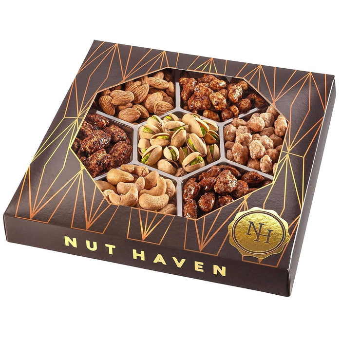 Holiday Nuts Gift Basket - Assortment of Sweet & Roasted Salted Gourmet Nuts - Food Gift Box for Dad, Him, Husband, Chri