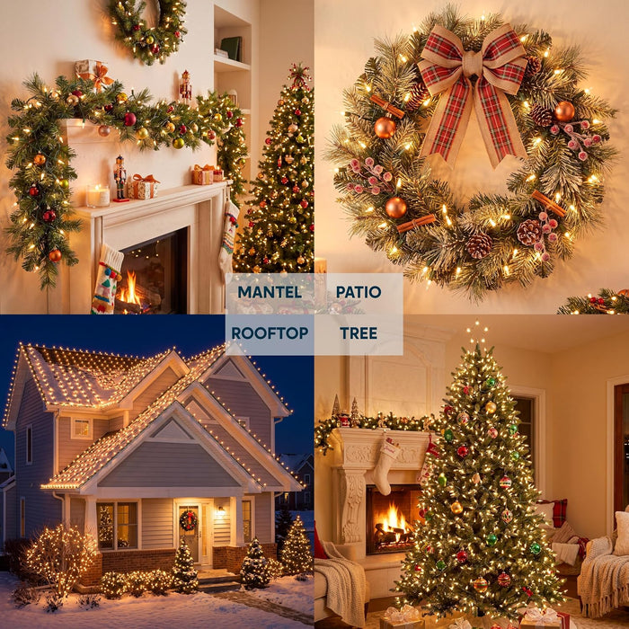 Clear Christmas String Lights Indoor,100 Count Mini White Fairy Light Outdoor,19.4 FT Decor for Patio Dorm Classroom Bed
