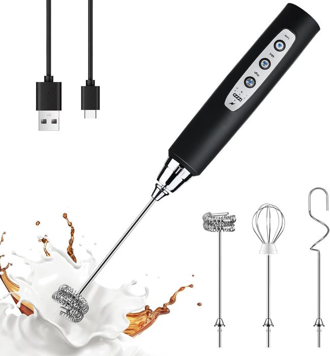 Handheld Milk Frother Wand for Coffee, Rechargeable Electric Whisk