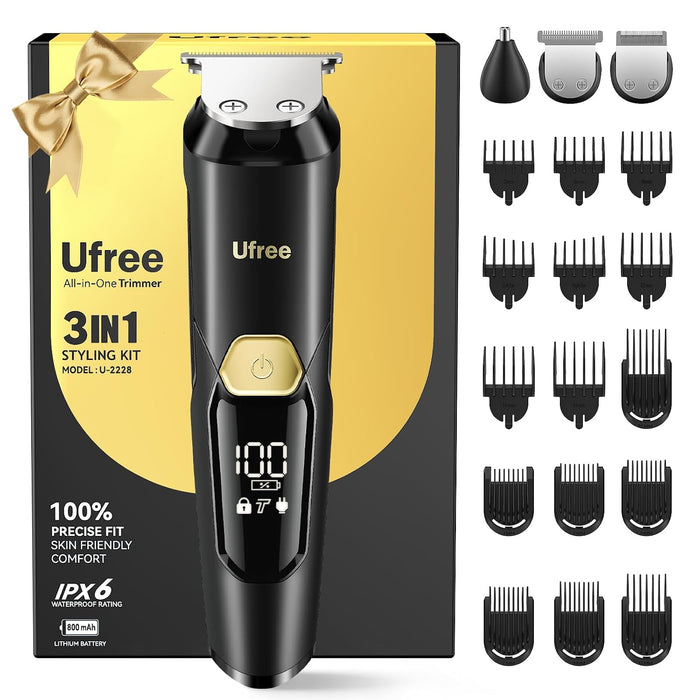 3-in-1 Beard Trimmer for Men, IPX6 Waterproof Electric Razor