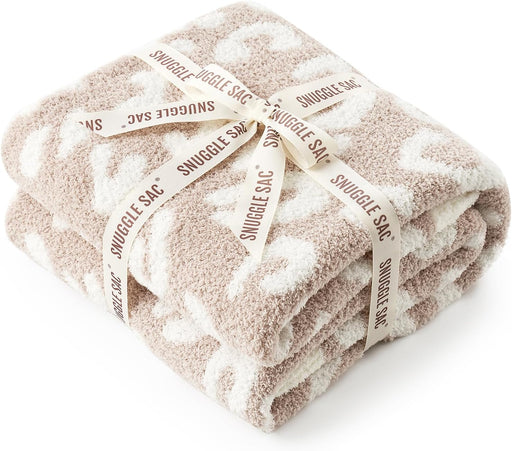 Leopard Throw Blanket for Couch Bed Sofa 50x60 inches, Reversible Beige Leopard Blanket Ultra Soft Cozy Blankets for Women Mothers Birthday Gifts
