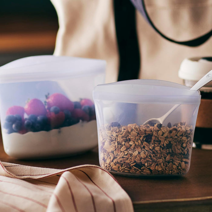 Premium Reusable Silicone Food Storage Bags, 3-Pack, Clear