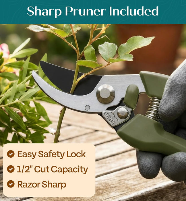 Heavy Duty Gardening Tools - Gardening Gifts for Women, Men, Mom, Dad - Durable, Ergonomic Garden Tools Set (Floral)