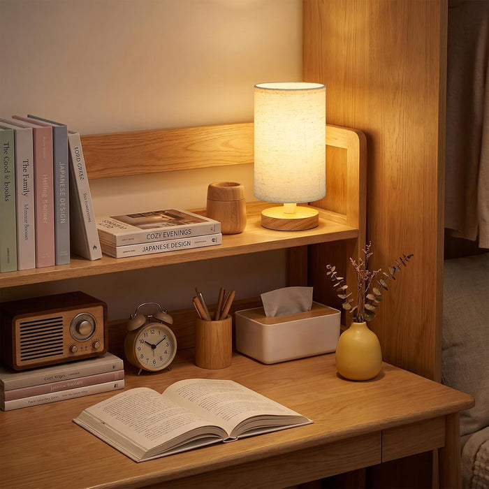 8.5" Small Table Lamp for Bedroom - Inline Switch Bedside Lamp