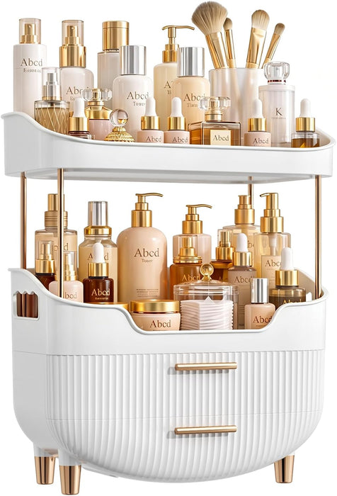 4-Tier Makeup Organizer Bathroom Countertop Storage White