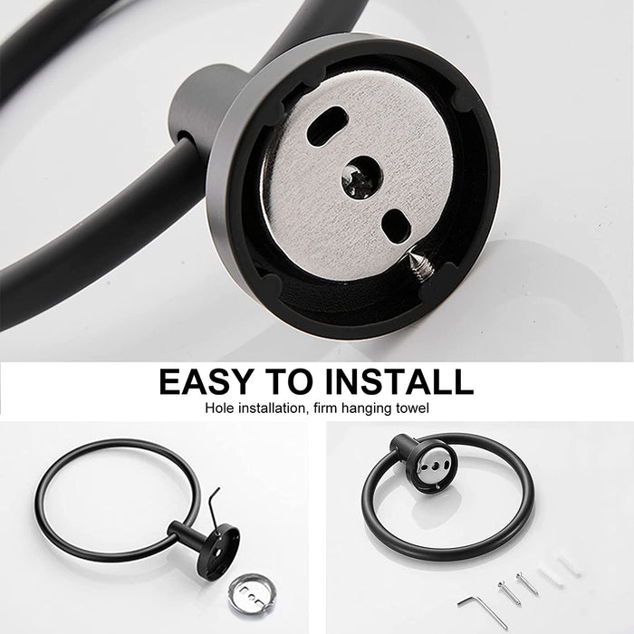 Towel Holder for Bathroom Wall Matte Black Towel Ring