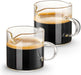 Espresso Cups Set of 2, 4 OZ Double Spouts Cups, Shot Glasses, Milk Cup with Handle, Clear Glass, Espresso Accessories for Machine, Small
