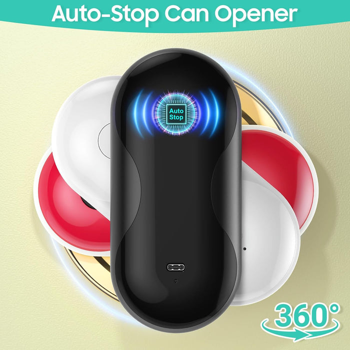 Electric Can Opener, Auto-Stop, USB-C Rechargeable, Side-Cut Smooth Edge, Hands Free Automatic Can Opener for Seniors & Arthritis Patients (Black)