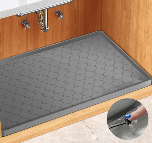Waterproof Under Sink Mat 34" x 22", Silicone Mat, Dark Gray