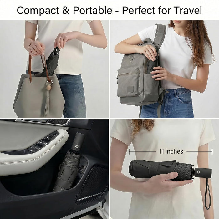 Small UV Protection Travel Umbrella Compact for Rain and Sun UPF 50+ Windproof Portable 42 inch Umbrella for Women and Men