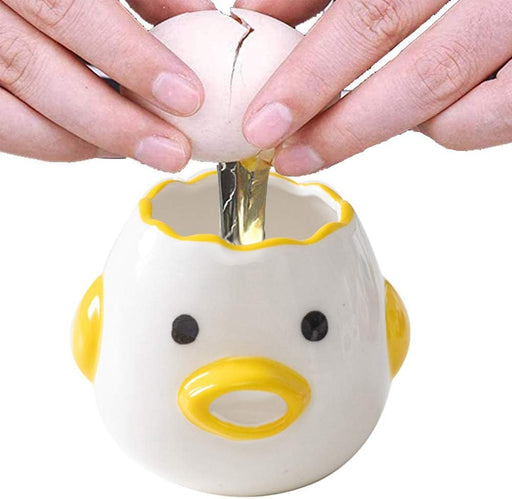 Egg Yolk Separator, HQ Creative Ceramics Cute Little Chicken Egg Yolk White, Funny Style Simple Automatic Separation Baking Assistant Tool (Upgrade Yellow Chick)