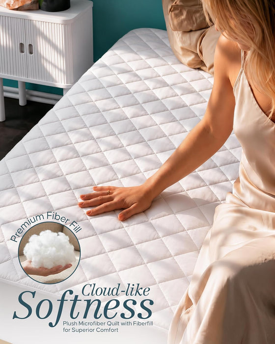 Queen Mattress Pad, Quilted Mattress Protector Topper fits 16" Deep Pocket