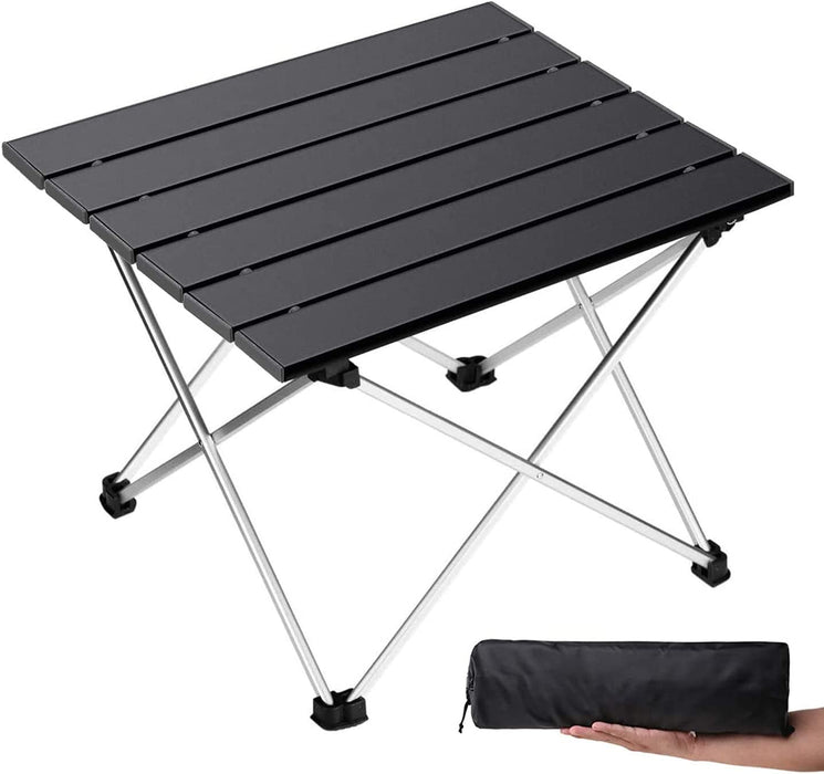 Portable Camping Table,Aluminum Folding Beach Table (Black-S)